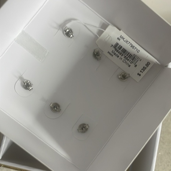 MICHAEL KORS Gold Tone MK Logo Open Heart Pave Crystal Stud Earrings Trio Set - Picture 5 of 7